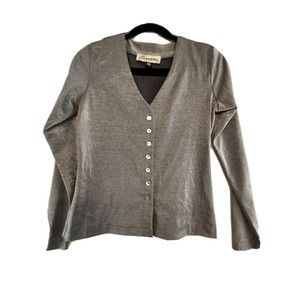 Barami  cardigan Women's X-Small Gray Metallic Long Sleeve V-Neck